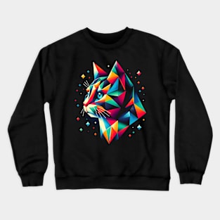 Geometric Cat  An Abstract Artwork Colorful Design Crewneck Sweatshirt